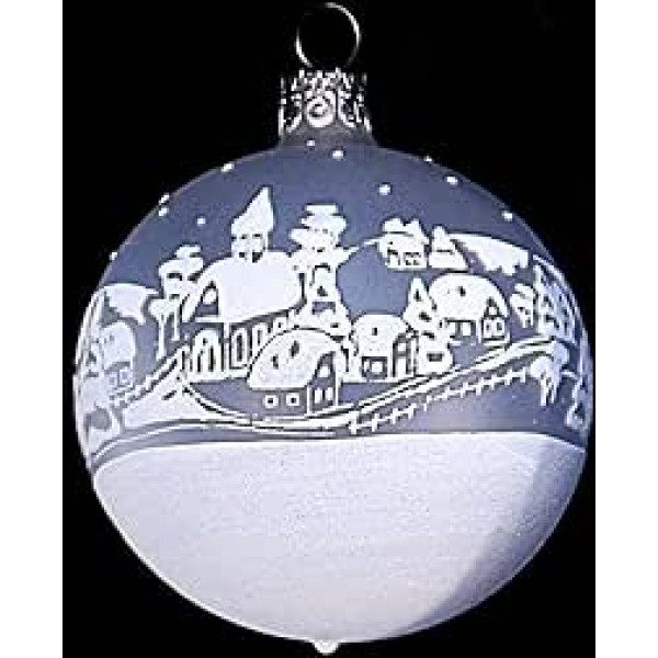 Set of 3 Christmas Tree Baubles (Diameter 7 cm) Made of Mouth-Blown and Hand-Decorated Glass, White, 3 Diameter 7 cm, 3