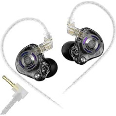 LINSOUL KZ Gale In-Ear Monitors, Super Linear Dynamic Driver IEM, Ultra-Responsive Bass Hi-Fi Gaming Headphones with Recessed 2-Pin Cable for Audiophiles (Without Microphone 3.5 mm, Black)