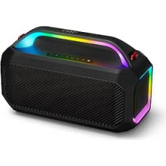 Philips TAS7000EB Wireless Bluetooth Speaker, 100W Max Output, Bass+, LED Light Show, Auracast, IP67, 24 Hours Playback, Power Bank, Microphone Input, Replaceable Battery - Black