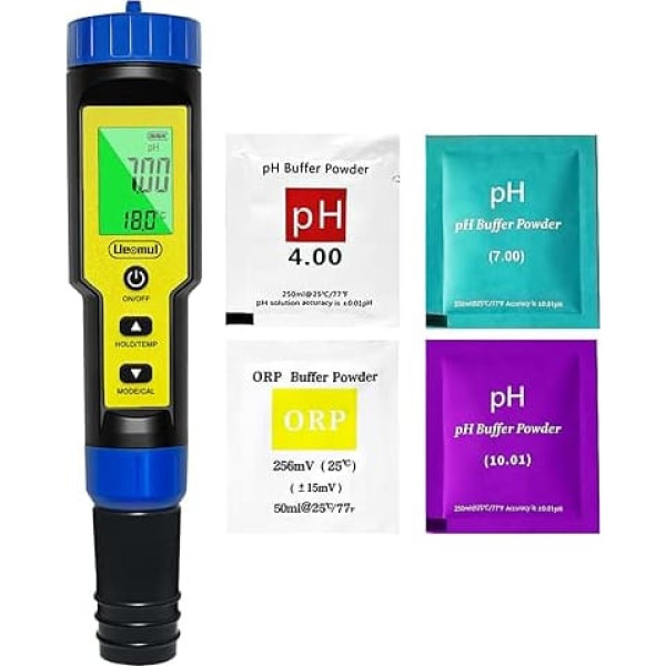 pH Chlorine Meter Pool 7 in 1, Tester pH Chlorine (FAC) TDS EC SALT ORP & Temperature with ATC, Water Quality Tester IP67 Waterproof, 0.01 High Precision for Drinking Water, Aquarium