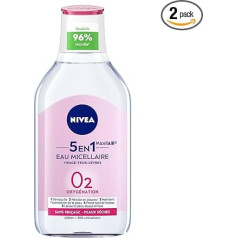 Nivea Micellair Skin Breath Micellar Water for Dry and Sensitive Skin (2 x 400 ml), 3-in-1 Make Up Remover without Fragrance and Dye, Face Cleanser, Eyes and Lips