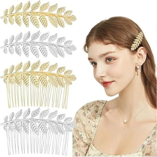 4 Pieces Vintage Leaf Design Alloy Hair Clips Vintage Feather Leaf Shape Decorative Hair Accessories for Women and Girls