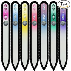 Mont Bleu Set of 6 + 1 Free Handmade Glass Nail Files Decorated by Hand Crystals from Swarovski - Real Tempered Glass
