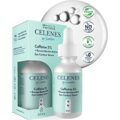 Celenes by Sweden Eye Contour Serum + Antioxidant - 5% Caffeine + Mountain Ash, Brightens & Reduces Dark Circles, Alcohol Free, Fragrance Free, Paraben-Free - 30 ml