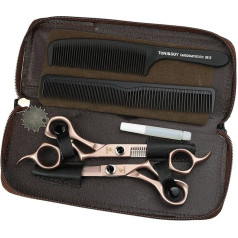 FOMALHAUT Black Diamond Professional Hairdressing Scissors Set, Rose Gold Hairdressing Cutting Scissors, Thinning Scissors, Free Pretty Box