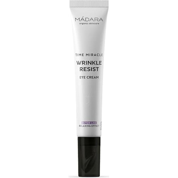 MADARA Organic Skin Care TIME MIRACLE Wrinkle Resist Eye Cream - Moisturising, Firming Anti-Ageing Eye Cream with Hyaluronic Acid and Birch Water, Reduces Wrinkles and Fine Lines, 20 ml