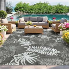 Outdoor Teppich Wetterfest 245×305 cm, Kunststoff Stroh Wendbarer Balkon Garten Teppich, UV-beständig Leichtgewicht Picknickdecke für Camping Patio Terrasse Pinic