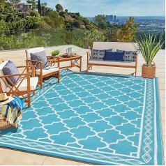 GlowSol Reversible Outdoor Rug 6x9ft Waterproof Outdoor Plastic Straw Rug with Carry Bag Modern Geometric Patio Rug RV Mat for Porch Deck