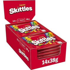 Skittles Crazy Fruits, Fruit Sweets Bulk Pack 14 x 38 cm, Bags of Sweets, Chew Sweets with Fruit Flavoured as Candy, Vegan Snacks (532 g)