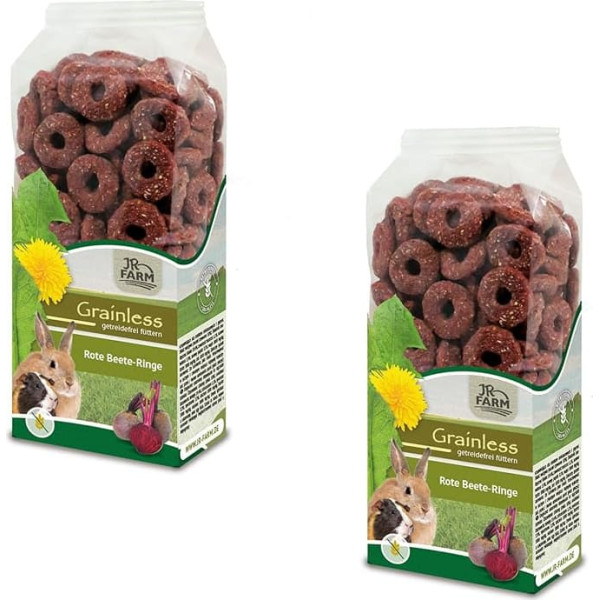 JR FARM Beetroot Rings | Double Pack | 2 x 100 g | Supplementary Feed for Rabbits and Rodents | Grain-Free Rings Made from 100% Vegetables | With Vitamins and Minerals
