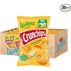 Lorenz Crunchips Cheese & Onion, 20 x 150 g, Vegetarian