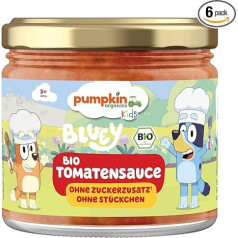 Bluey Organic Tomato Sauce Kids (Pack of 6) - Pasta Sauce for Children (3+ Years) - Quick Preparation - Tomato Sauce without Additives - with Vegetables - Pure Vegetable - by Pumpkin Organics