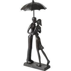 Cast Iron Couple Figurine Statue Man Woman Black Abstract Figures Couple Love Sculpture Vintage Metal Pair Statue Umbrella Pair Sculpture for Shelf Coat Fireplace Entrance Bookstore TV Room