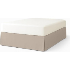 EasyCosy Athenea Bed Cover with English Valance (Bed Skirt / Fitted Sheet) 90 x 200 cm, for Deep Mattresses up to 32 cm - Bed 90 cm, Beige, Oeko-Tex Certified