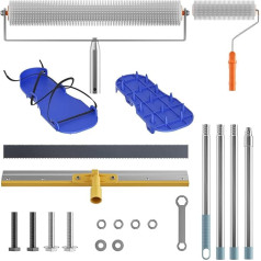Floor Coating Set, 508mm Defoaming Roller for Self Levelling Floors with Removable 1.6m Extension Handle, Serrated Squeegee and Spiked Shoes, Large Area Squeegee