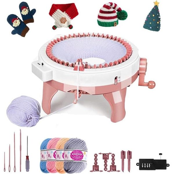 Mhwgo Knitting Machine 48 Needles with Row Counter, Smart Weaving Loom Knitting Machine, Round Weaving Frame, DIY Dual Mode Knitting Machine for Adults, Children, Socks, Hats, Scarves, Gloves