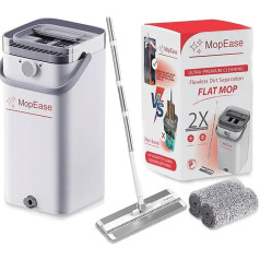 2025 Ultra Premium Flat Mop and Bucket Set - Waterproof Transparent Cover - Visual Cleaning Indicator - 3 Chamber Design for Clean and Dirty Water and 2 Washable
