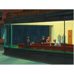 Fine Art Prints Edward Hopper Nighthawks Iconic Painting Premium Green Canvas Wall Art 18