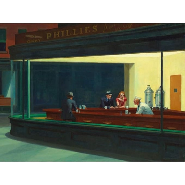 Fine Art Prints Edward Hopper Nighthawks Iconic Painting Premium Green Canvas Wall Art 18