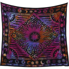 Popular Handicrafts Wall Hanging for Bedroom Hippie Sun Moon Bohemian Hippie Psychedelic Design Indian Tapestries Bedspread 215x230cm Multicolor