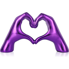DOVDOV Purple Room Decor Accents, Heart Hand Statues and Sculptures, Purple Shelf Decor Figurines for Home, Living Room, Office, Entryway, Tabletop, Bohemian Wedding Decor