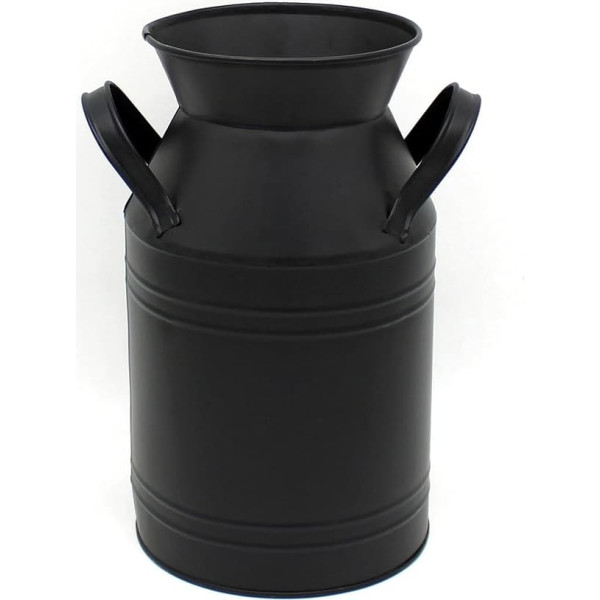CVHOMEDECO. Farmhouse Galvanized Metal Milk Jug Old Rustic Primitive Vase for Home Garden Black
