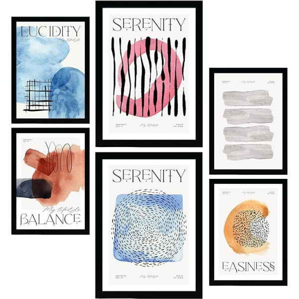 Nacnic Set of 6 Abstract Posters Quiet Posters with Aesthetic Art Exhibition Full Color Illustrations for Interior Design and Decoration A3 & A4 No Frame