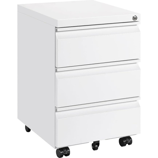 OFC233W01HI Mobile Filing Cabinet 3 Drawers 37 x 44 x 56 cm White
