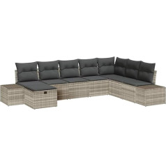 8-teiliges Garten Sofa Set mit Kissen Hellgraues Poly-Rattan Gartenlounge Model3359431