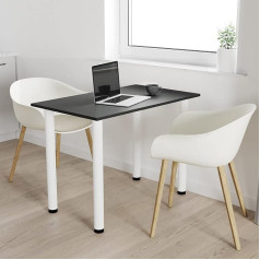 AKKE Dining Room Table with White Legs, Dining Table, Kitchen Table, Office Table, Anthracite, 100 x 60 cm