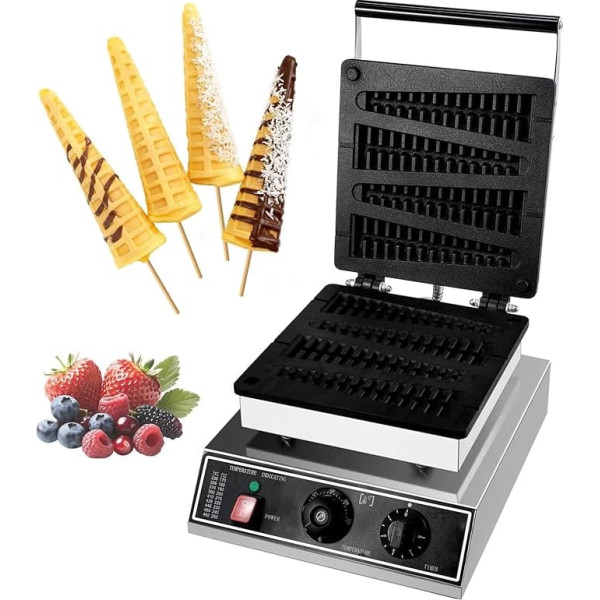Kommerzieller Lolly-Waffle-Maker, 4 Stück Tannenbaum-Form Lolly Waffeleisen, 220–240 V 50 Hz, Gusseisen-Waffelmaschine mit Antihaft-Teflonbeschichtung für Café, Restaurant und Dessertladen