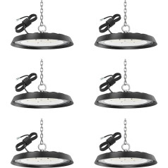 Pack of 6 100 W LED Indoor Spotlights - 10000LM 6500K UFO Lamp - IP65 Waterproof Industrial Lamp for Garage Workshops Industrial Factory Halls