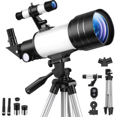 Astronomical Telescope Refractor 70/300mm, FMC High Transmission, Magnification 15-150X, Adjustable Tripod, Phone Holder & Bluetooth Remote Control, for Beginners in Astronomy, Adults