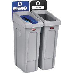 Rubbermaid Commercial Products 2007914 Slim Jim Recycling Station for 2 Streams / Mixed Recycling