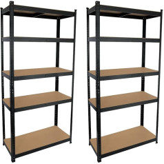7H Seven House Modular Storage Rack, 2 Pack, Steel and MDF Moisture Resistant for Home, Storage Room, Garage, 5 Adjustable Shelves, Maximum Load 875kg, 90 x 40 x 180 cm (L x W x H)