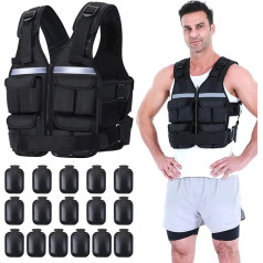 Sportneer Adjustable Weighted Vest 0.9-8kg/0.9-19kg, 16-in-1 Quick Adjustable Running Vest for Men and Women, Strength Training, Calisthenics and Gym, High Quality Weight Vest