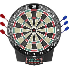 VEVOR Electronic Dartboard, 393 mm E-Dartboard with 43 Games & Over 320 Variations for up to 8 Players, 6 Darts with Flights & 50 Replacement Dart Tips, Colour LCD Dot Display