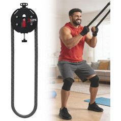 Endless Rope Trainer, Pulley Fitness Equipment, Pulley Machine with Adjustable Resistance, Upper Extremity Training, Aerobic Exercises and Full Body Coordination (Black + Red)