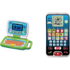 Vtech 80-600904 2-in-1 Touch Laptop, Green & 80-139304 - Smart Kid's Phone
