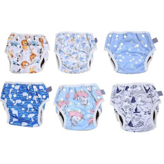 6 Stück Baby-Schwimmwindeln, atmungsaktiv, waschbar, wiederverwendbar, wasserdicht, für Säuglinge, Netztaschen-Stoffwindeln