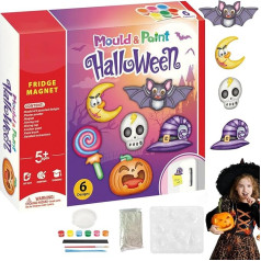 Bat Craft Paint - Halloween Figure Toy - Children's Art Set | Paint Your Own Halloween Ghost and Pumpkin Figures, Unpainted Magnet Kit for Creative Party Activities and Fun Kl