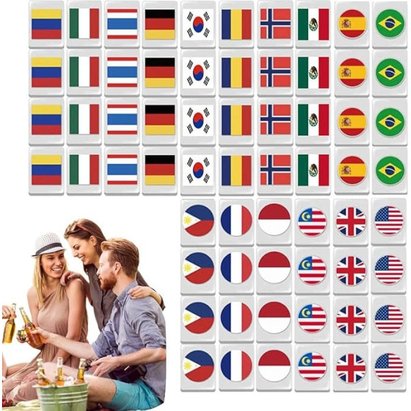 Generisch Mah Jongg-Sets, Mahjong-Spiel,65 Stück Mahjong-Flaggenmuster-Spielblöcke - Seaside Escape Familienbrettspiele, Familienpartyspiele, Blöcke, Mahjong-Fliesen-Set für Picknick