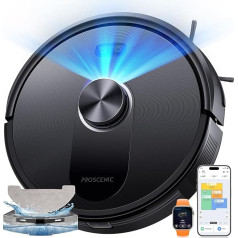 Proscenic Q10 Robot Vacuum Cleaner with Wiping Function, 8000Pa 200min Vacuum Cleaner Robot, Intelligent Laser Navigation with 5 Maps, Control via App Siri Alexa AppleWatch Remote Control for Floors