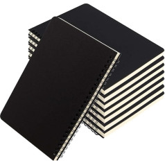 JEUIHAU 8 Pack A5 Sketchbook, Kraft Spiral Notebook with Black Cover, Spiral Bound Sketch Pad for Writing, Painting, Sketching