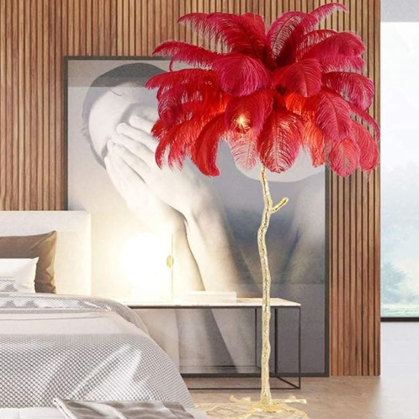 Hohe dimmbare Feder-Stehlampe, 3-farbige LED, für Prinzessinnen-Schlafzimmer, Wohnzimmer und Kinderzimmer