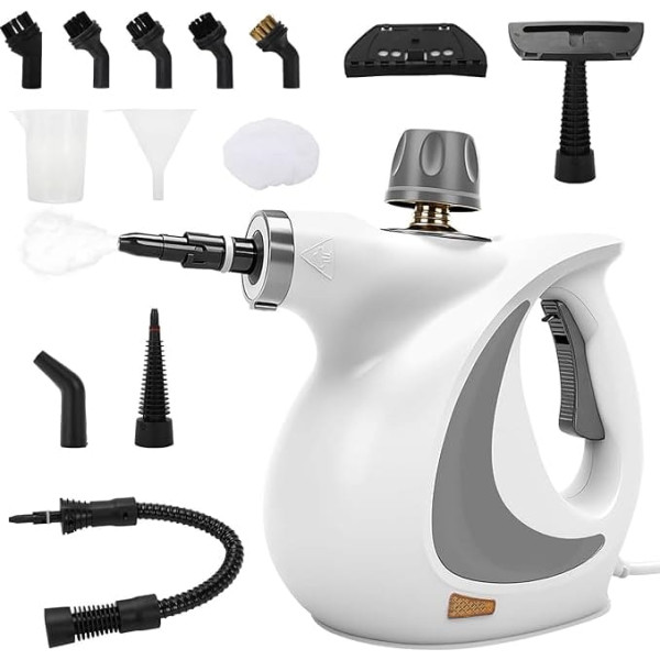 Handheld Steam Cleaner, Portable Handheld Steam Cleaner with 350 ml Water Tank, Quick Heating, 13 Attachments, 3.2 Bar Steam Pressure for Floor, Car, Kitchen, Living Room with Child Lock