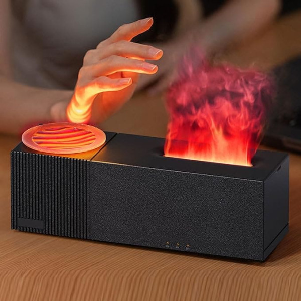 Flammen Aroma Diffuser, Upgrade 7-Farben-Licht Diffuser ätherische öle, Luftbefeuchter Humidifier DuftöL Diffuser für Kinder, Zuhause Büro, Raumduft - 4 Timer und Wasserlose Abschaltautomatik