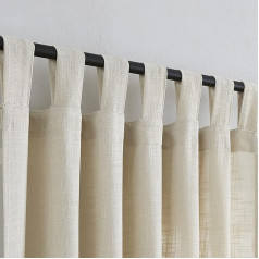 VOILYBIRD Linen Semi Sheer Curtains with Tab Top Light Filtering Elegant Curtains and Curtains for Living Room 52 x 96 Inch Drop 2 Panels Beige