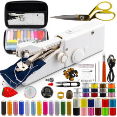 Handnähmaschine für Erwachsene & Anfänger mit 36 Pcs Garnspulen, Kleine Handheld Sewing Machine – Mini Nähset für Kleiderreparaturen, DIY-Bastelarbeiten und Unterwegs-Nähen
