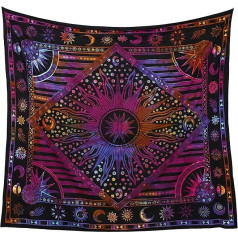 Popular Handicrafts Wall Hanging Hippie Sun and Moon Burning Meditation Bohemian Hippie Psychedelic Indian Pattern Bedspread 140 x 150 cm Multicoloured Tie Dye